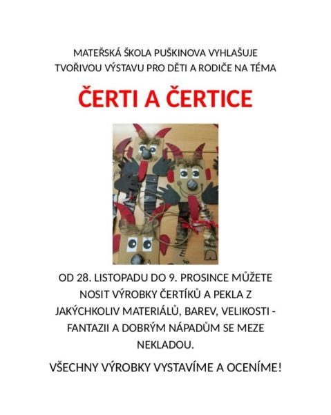 Čertí výstava v MŠ